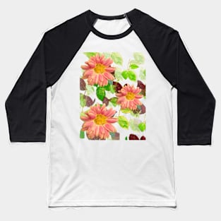 Flowers pattern with daisies and leaves - natural botanical paradise Baseball T-Shirt